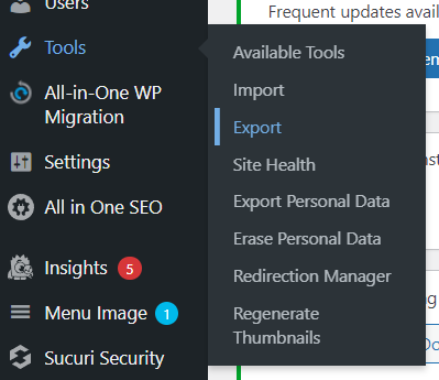 WordPress export tool